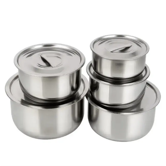 The Kitchen Galore Store - 3pcs Stainless Steel Soup Pot Stock Pot Set with Lid Kitchenware Stew Pot Cooking Tools Cookware Kitchen AccessoriesDescription100% Brand New High QualityMaterial : Stainless steelColor:sliverSize-A(3pcs) :Small diameter 14.7cm,