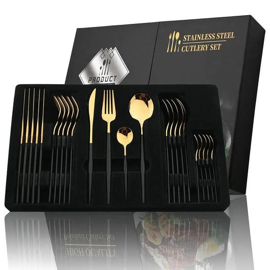 The Kitchen Galore Store - modname=ckeditor Package Includes: Option 1: 6 X Dinner Forks, 6 X Dinner Knives, 6 X Dinner Spoons, 6 X Teaspoons. Option 2:6 X Dinner Forks, 6 X Dinner Knives, 6 X Dinner Spoons, 6 X Teaspoons,1 X Gift Box About Cutlery: About